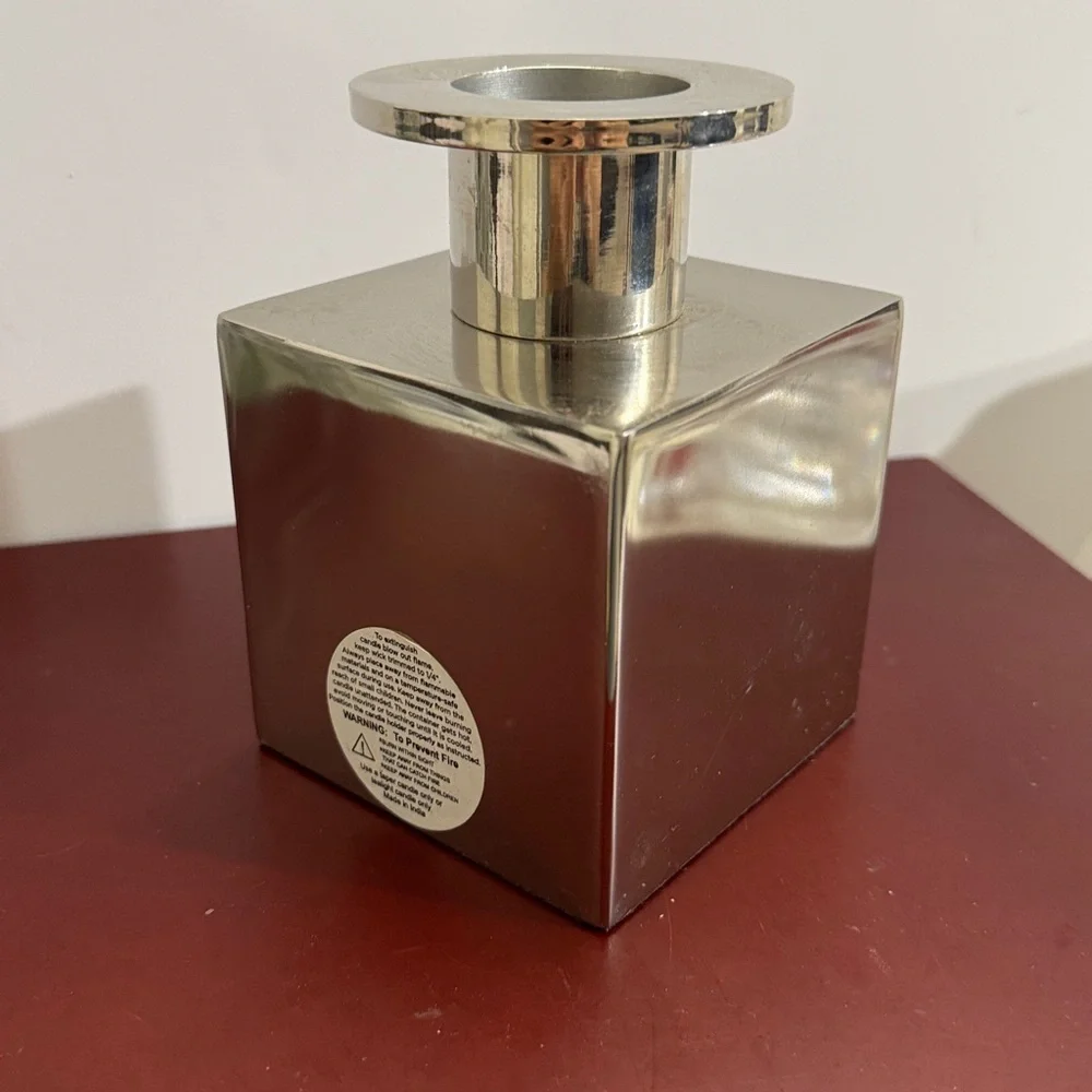 Michael Graves Mid-Century, Modern Silver Candle Holder